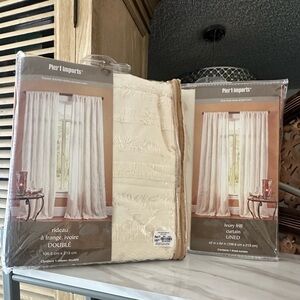 Pier 1 Pair of Ivory Frill Lined 42” x 84” Rod Pocket Window Curtains / Drapes.
